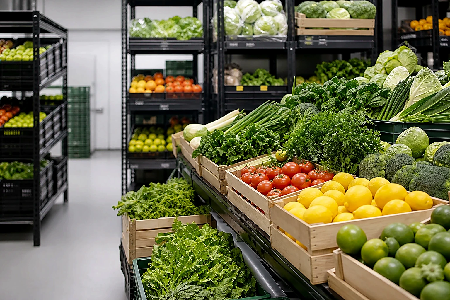 Fresh produce arranged for a bright grocery category card
